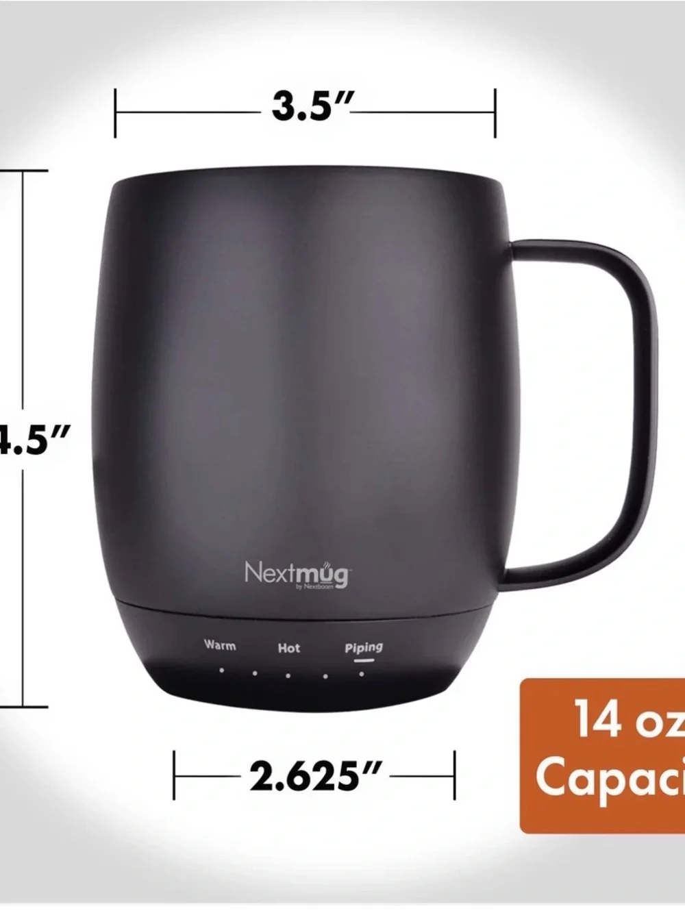 Nextmug (14 oz.) - Temperature-Controlled, Self-Heating Everyday Mug